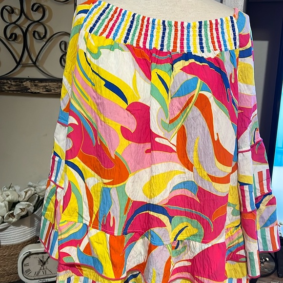 John Mark Women’s 2X Colorful Abstract Waves Print Geometric Tunic Shirt Bright - Picture 2 of 10